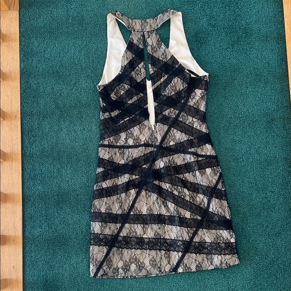 Vintage y2k bebe Black and Cream Lace Mini Dress - Picture 2 of 4